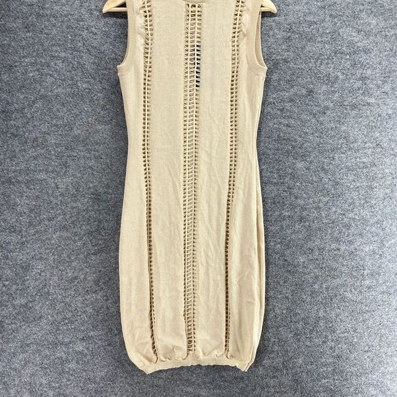 New PRETTYLITTLETHING Dress Women 10 Beige Sheath Midi Crew Neck Sleeveless - Picture 4 of 12